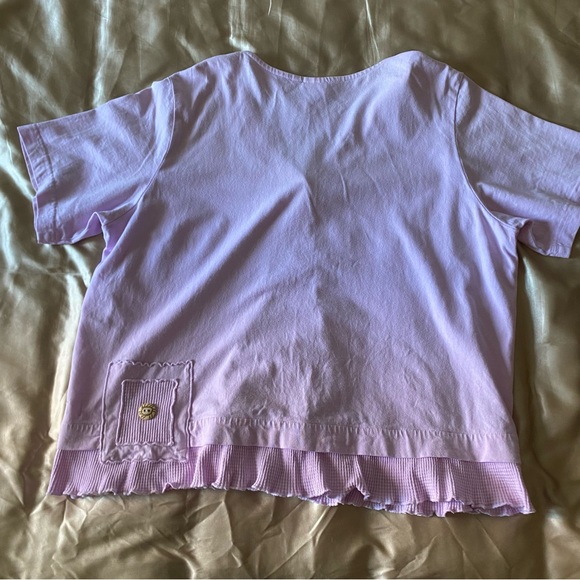 Vintage Focus Made In USA Pink Button Front Short Sleeve Shirt Size Large, A25 - Picture 6 of 7